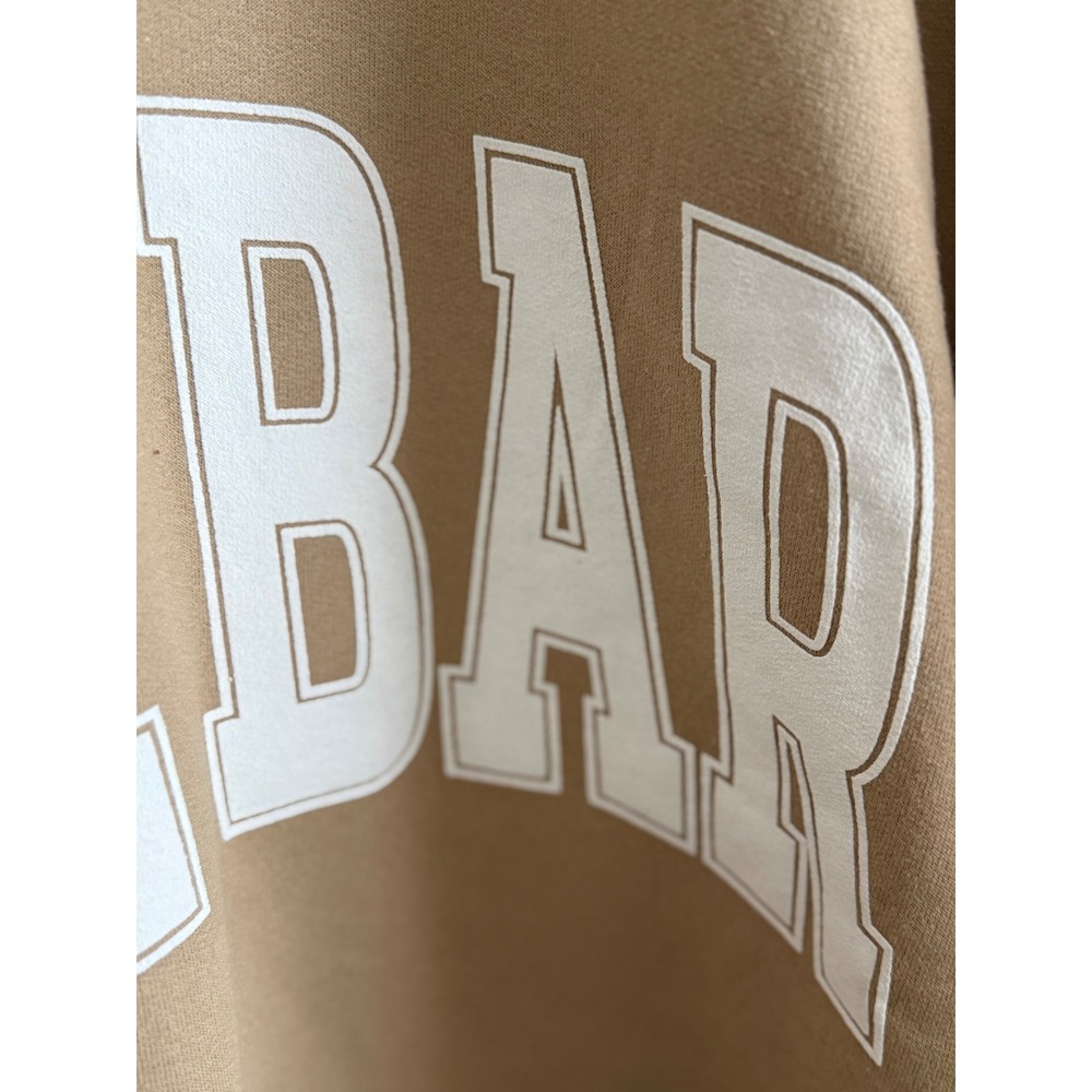 The Bar Varsity Logo Oversized Sweatshirt Camel Tan Crewneck XL - Picture 3 of 5